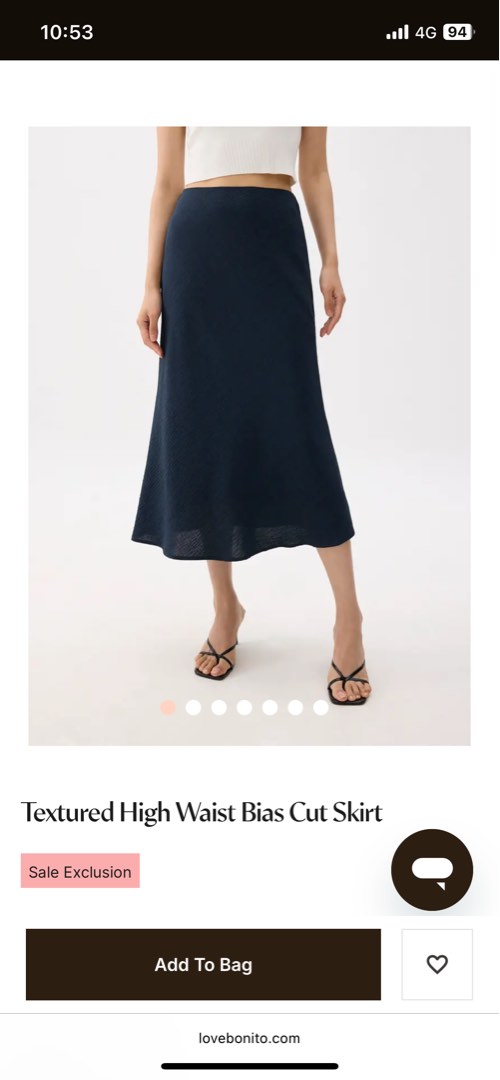 lb love bonito textured high waist bias cut skirt, Women's Fashion