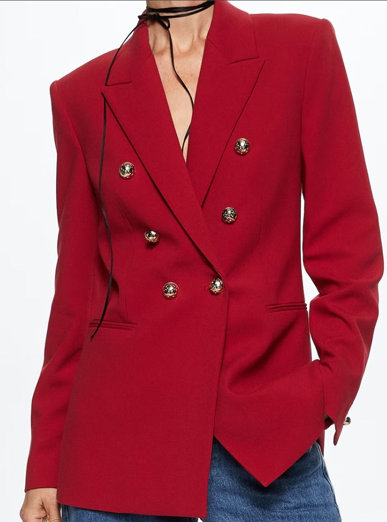 Mango red blazer top