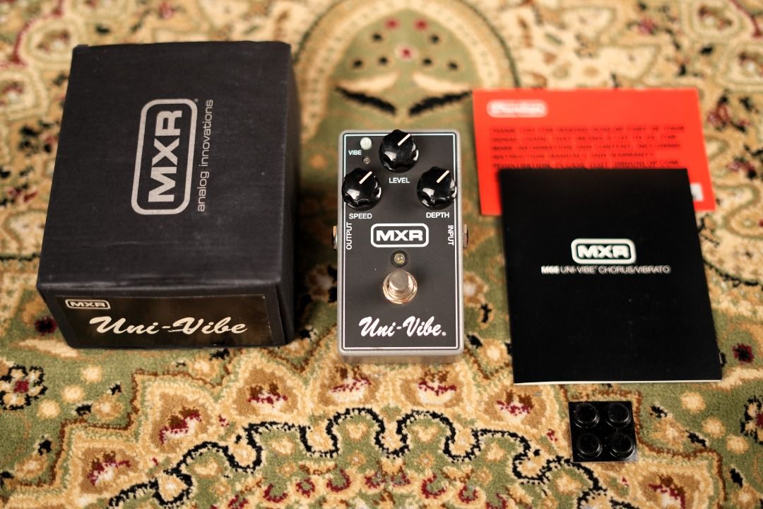 MXR UNI-VIBE CHORUS/VIBRATO PEDAL (Category: Musical Instruments) located in Las Pinas. Submitted by dbeansmusic (Listing ID 1319471066, Image 2). Description: FOR SALE ONLY! NO TRADES. MXR UNI-VIBE CHORUS/VIBRATO PEDAL - Pedal is BRANDNEW. Only tested at home studio. Kept in box since. SEE ACTUAL PHOTOS. - Pedal complete w/ box, papers, unused rubber feet w/ pre-installed velcro. Features: - The MXR Uni-Vibe Chorus/Vibrato delivers classic textu