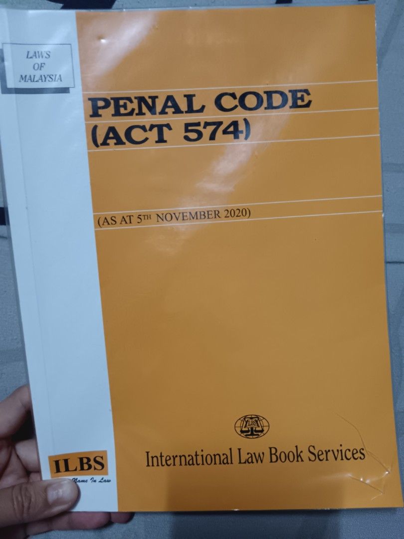 Penal Code (Category: Textbooks) located in Alor Setar. Submitted by cherryalyahya (Listing ID 1319456125, Image 1). Description: Very good No marks No highlights No annotations Can bring to exam hall.