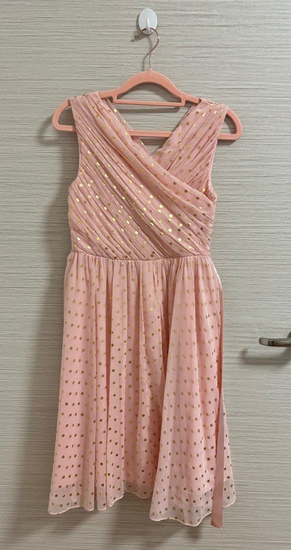 Pink dress with gold polka dots clearance