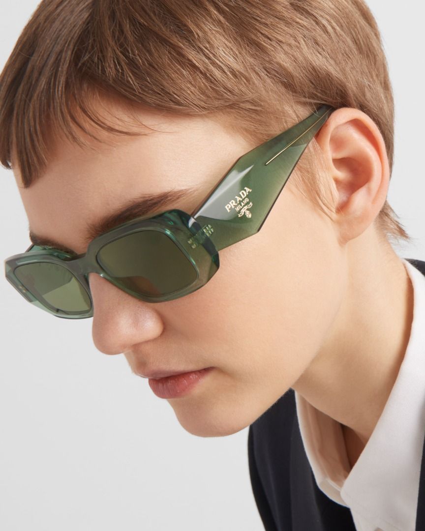 Prada Symbole Sunglasses SPR17W in Transparent Sage Green w Sage Green Lenses 49 20 145 Women s Fashion Watches Accessories Sunglasses Eyewear on Carousell