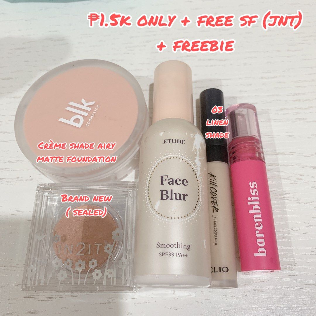 Preloved Makeup set and Bundle available (Category: Makeup) located in Paranaque City. Submitted by kiwimochi297244 (Listing ID 1313901646, Image 2). Description: Kindly take note on the prices written in the picture. Price is still negotiable Price range: ₱80 -₱400 Free shipping if take all ₱2,000 ( metro Manila only) Note: expiration date = DEC 2025 and 2026 ( 90-95% unused) .