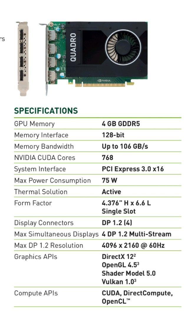 Pny quadro m2000 top