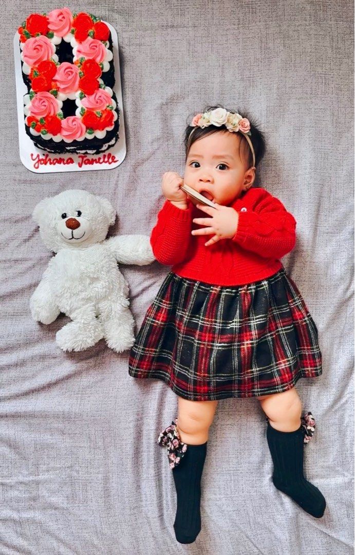 Red dress for baby (Category: Babies & Kids Fashion) located in Las Pinas. Submitted by jalora (Listing ID 1319440462, Image 1). Description: Size: 6-9 mo. My baby wore it on her 8th month milestone pictorial.