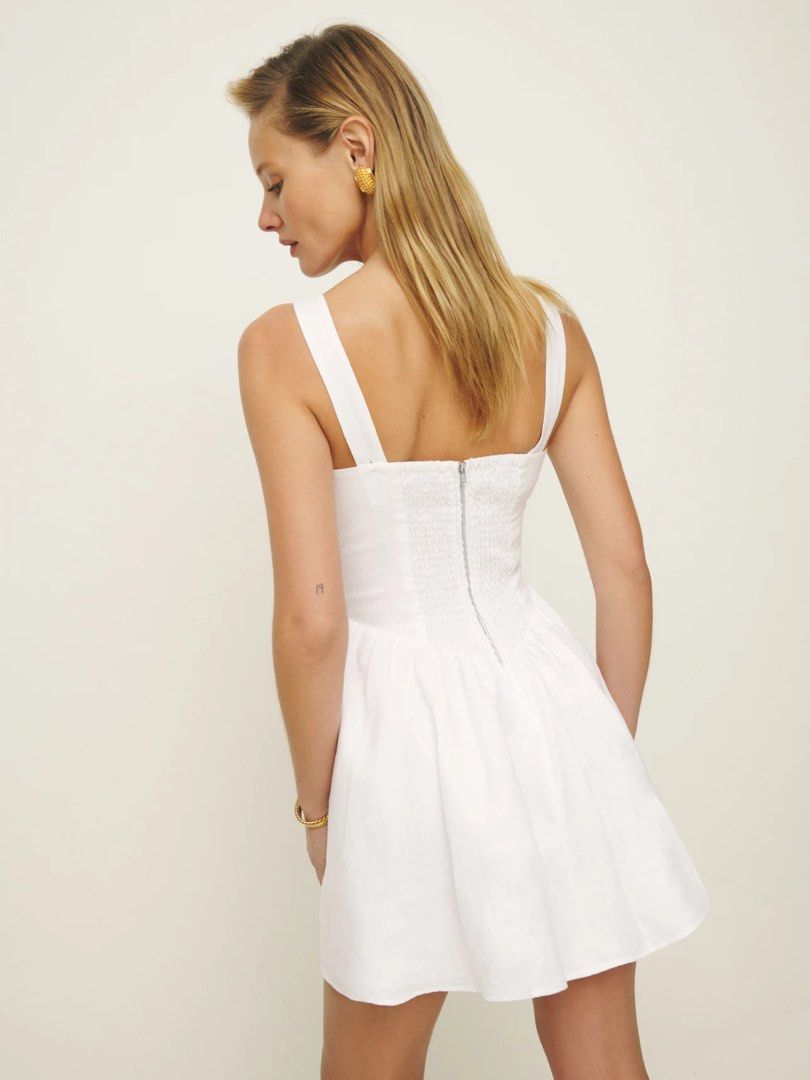 Reformation daria linen white babydoll dress, Women's Fashion, Dresses &  Sets, Dresses on Carousell