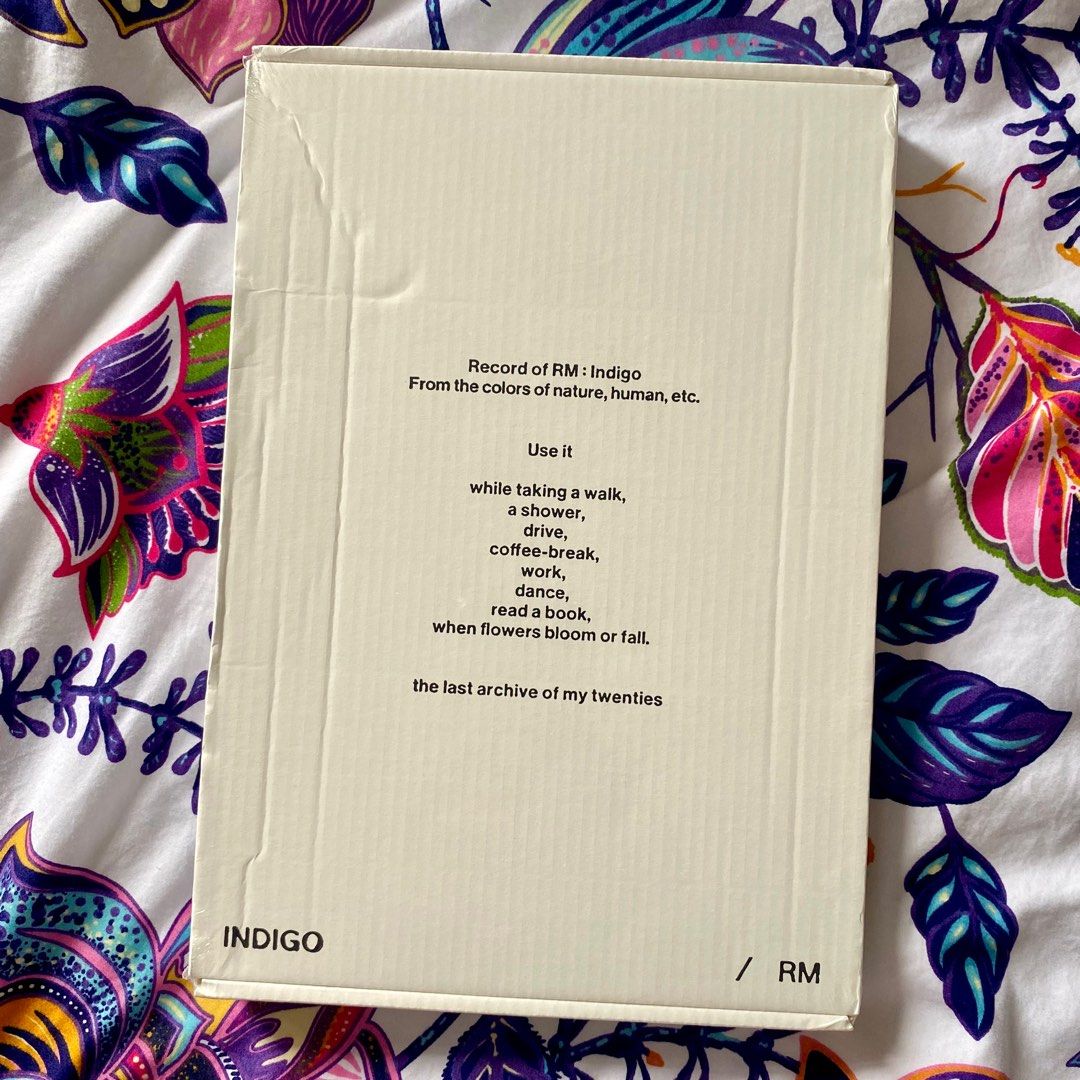 SEALED Indigo by RM (BTS) Book Edition (Category: Storybooks) located in Quezon City. Submitted by chie_95 (Listing ID 1319381428, Image 1). Description: Sealed Indigo by RM (BTS) Book Edition This was gifted to me but I don’t collect albums anymore. This was bought through Weverse Shop last June 2, 2024. Original Price $14.59 Weverse Shop SF $24.25 Total Price $38.84 (roughly Php 2,200) Selling for Php 1,800 (negotiable) including the free in th