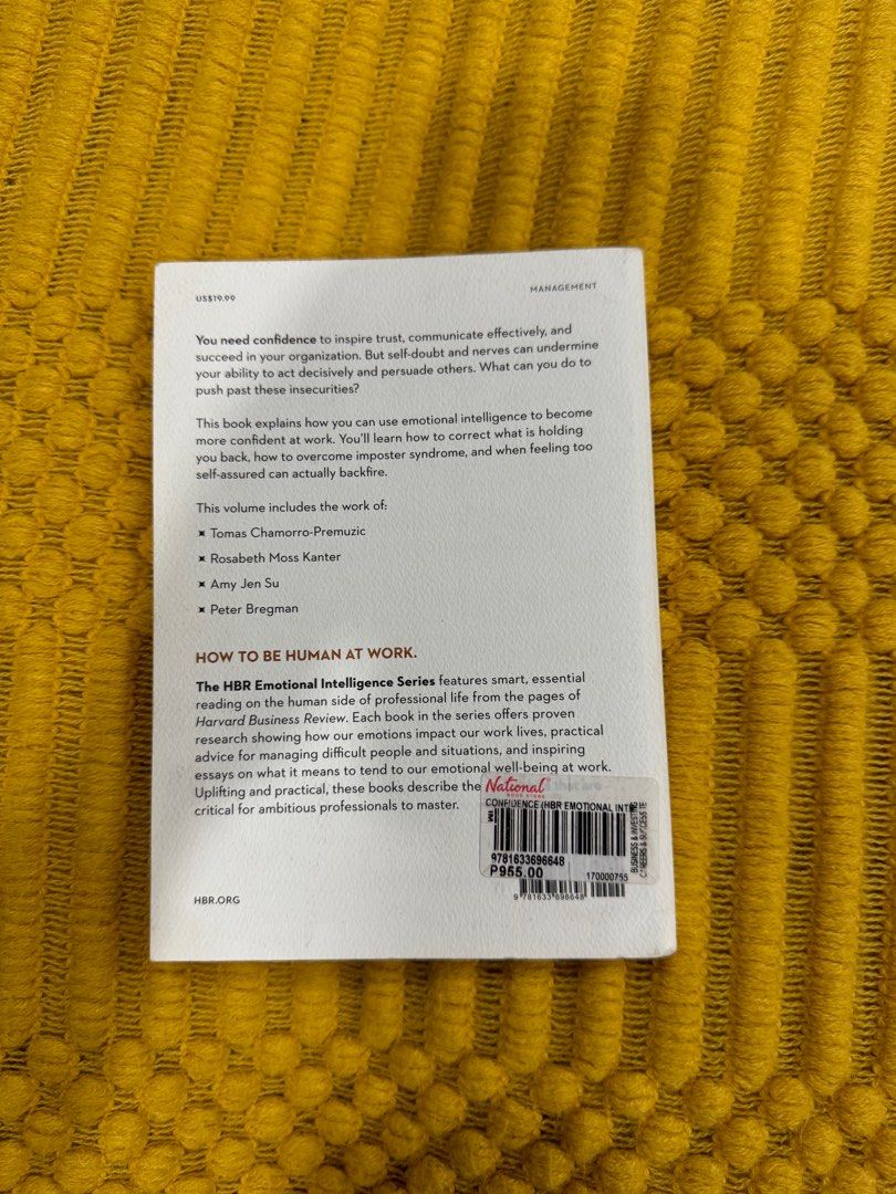The HBR Emotional Intelligence Series: Confidence (Category: Storybooks) located in Makati City. Submitted by HeyRoe (Listing ID 1319365637, Image 2). Description: Lightly used, bought from National Bookstore.