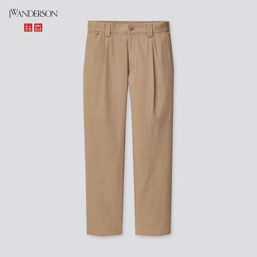 Uniqlo Men JW Anderson Relaxed Pleated Pants Brown, Men's Fashion
