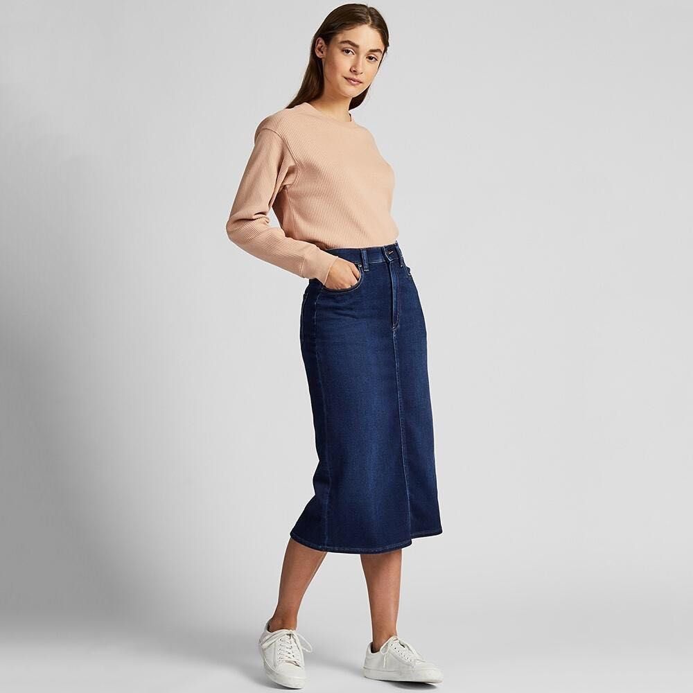 UNIQLO Narrow Denim Skirt Women s Fashion Bottoms Skirts on Carousell