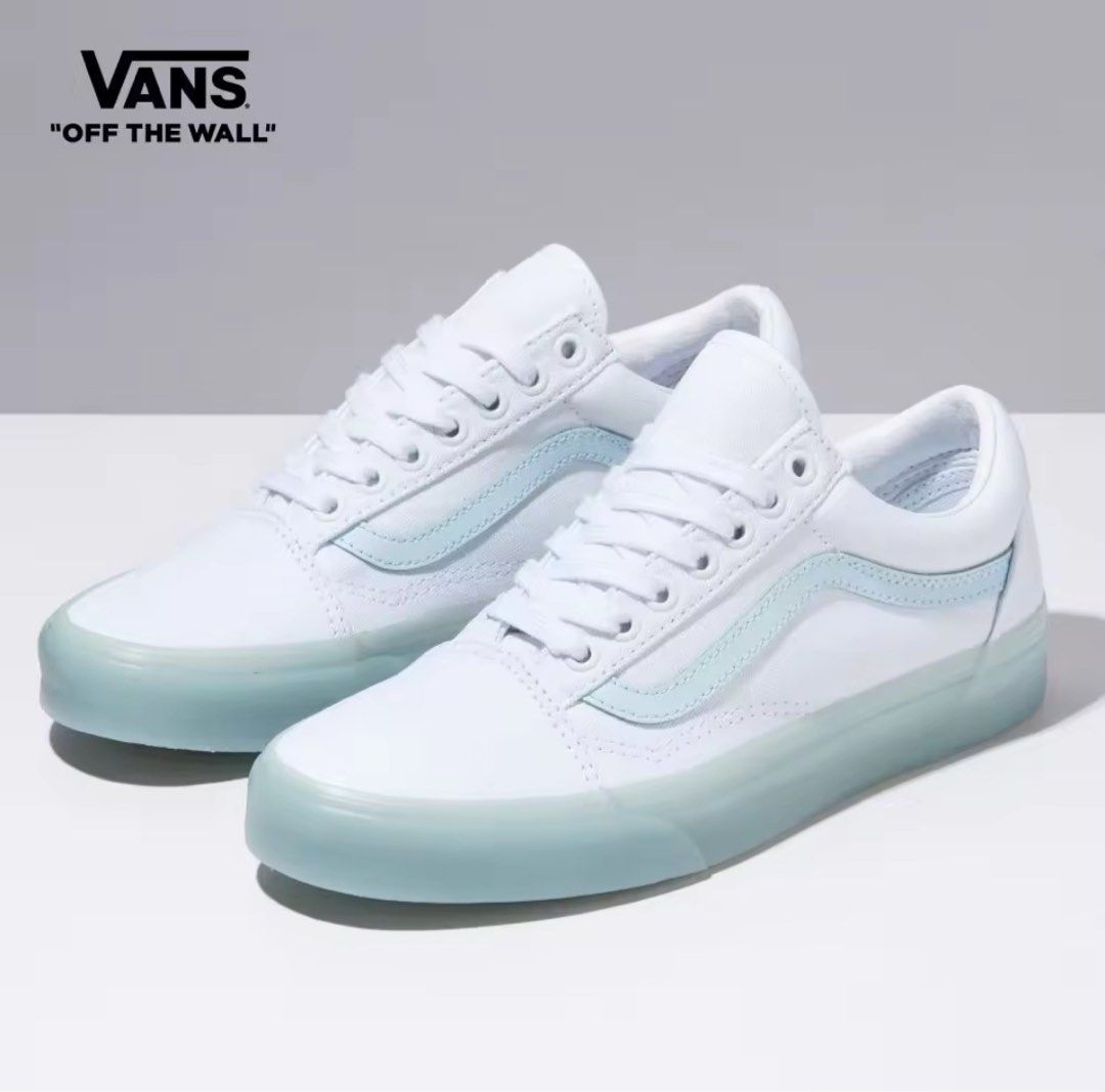 Vans old skool translucent white blue Women s Fashion Footwear Sneakers on Carousell