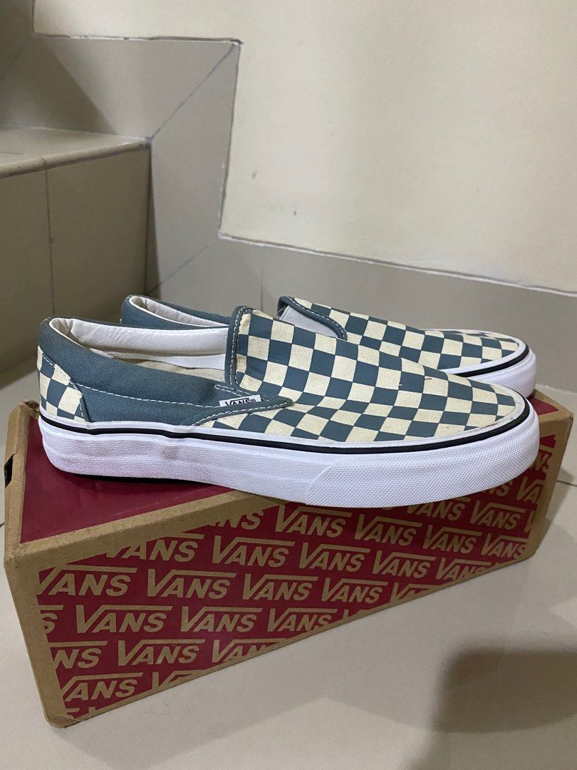 Checkered Slip Vans Hellblau Slip On Vans Slip On Checkerboard