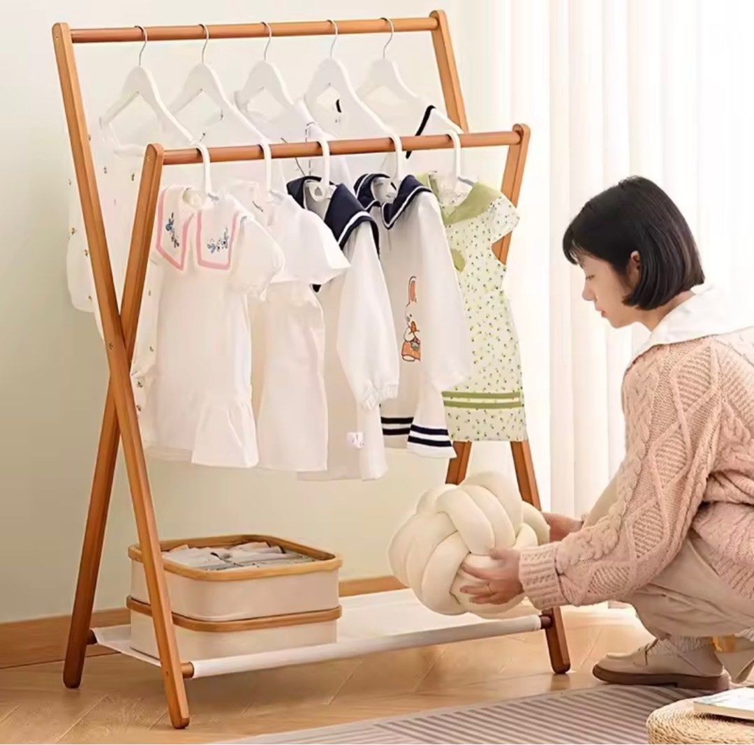 Wooden baby clothes stand outlet