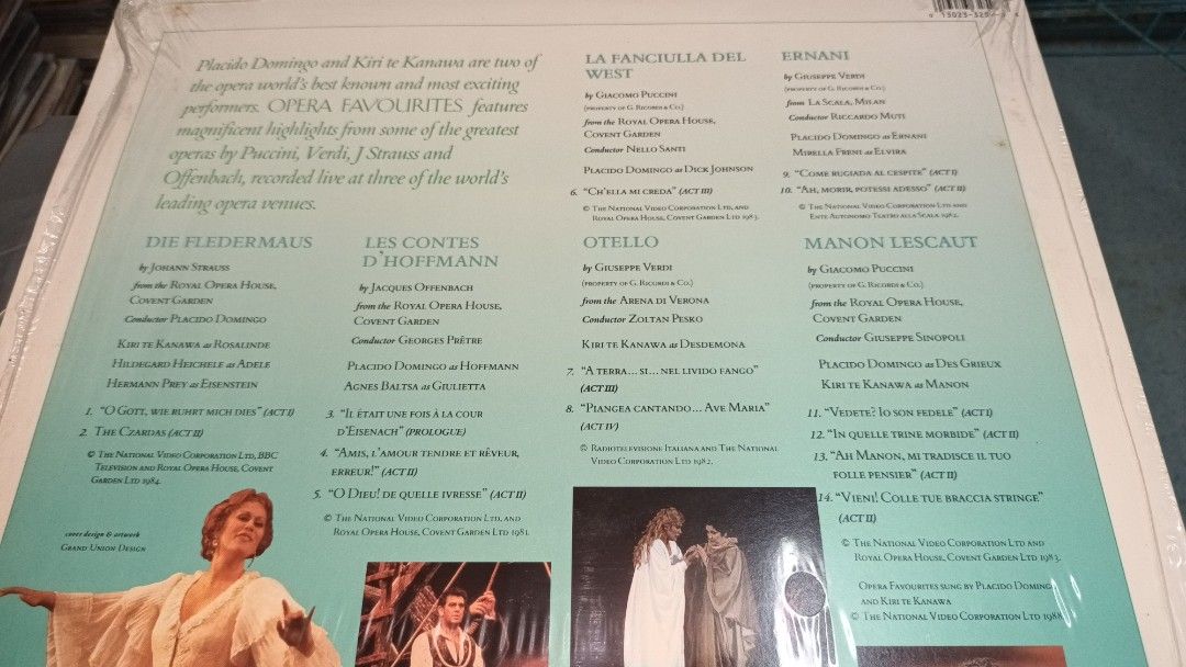 美版 古典名盤 OPERA FAVOURITES PLACIDO DOMINGO KIRI TE KANAWA LASERDISC 1988 ...