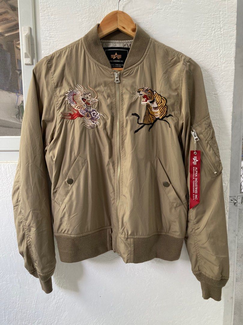 Authentic Alpha Industries MA 1 Souvenir Jacket Brown Series Sukajan for Unisex Size L Dimes is 19 X 23.4 Women s Fashion Coats Jackets and Outerwear on Carousell