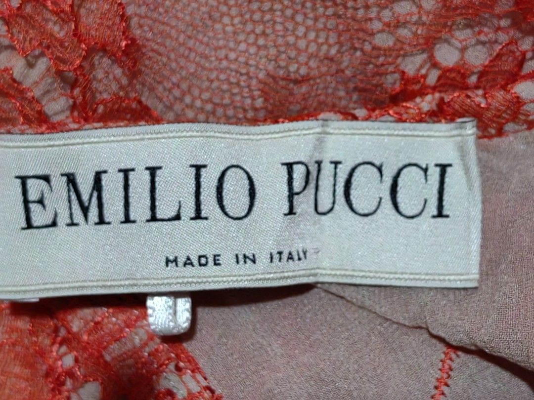 Authentic Emilio Pucci lace & silk dress (Category: Luxury Apparel) located in Donsol. Submitted by saksthriftavenuebyluckymaria8 (Listing ID 1319659675, Image 3). Description: very expensive size 38 fits M chest 19-20 length 35in armhole 8in shoulder 15in waist 20in hips 21-23in made in Italy excellent no holes no.snags.