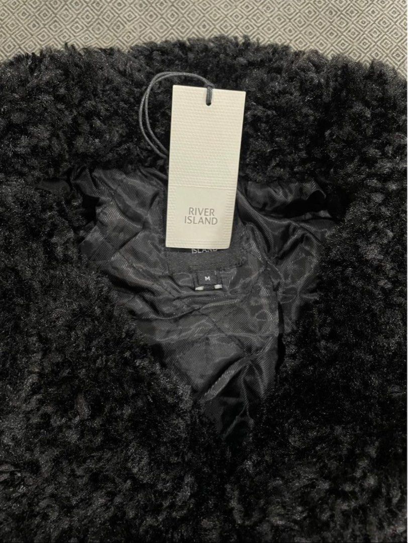River island black boucle jacket clearance