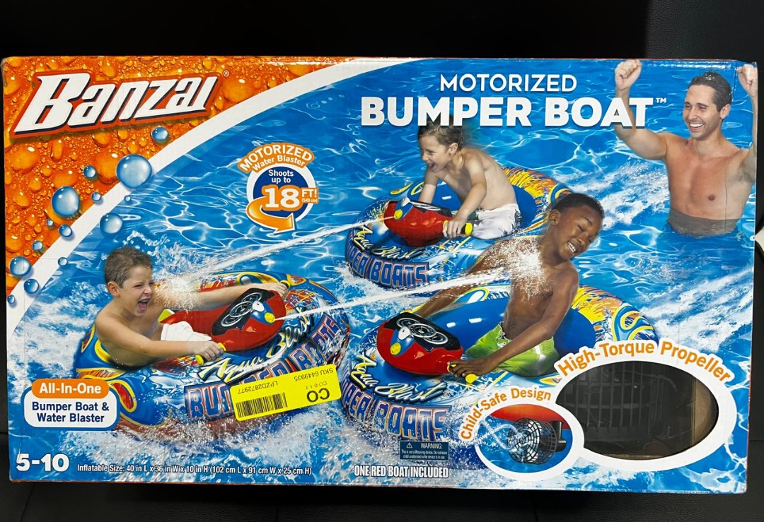 Banzai 34179 Aqua Blast Motorized Bumper Boat Inflatable Pool Float ...