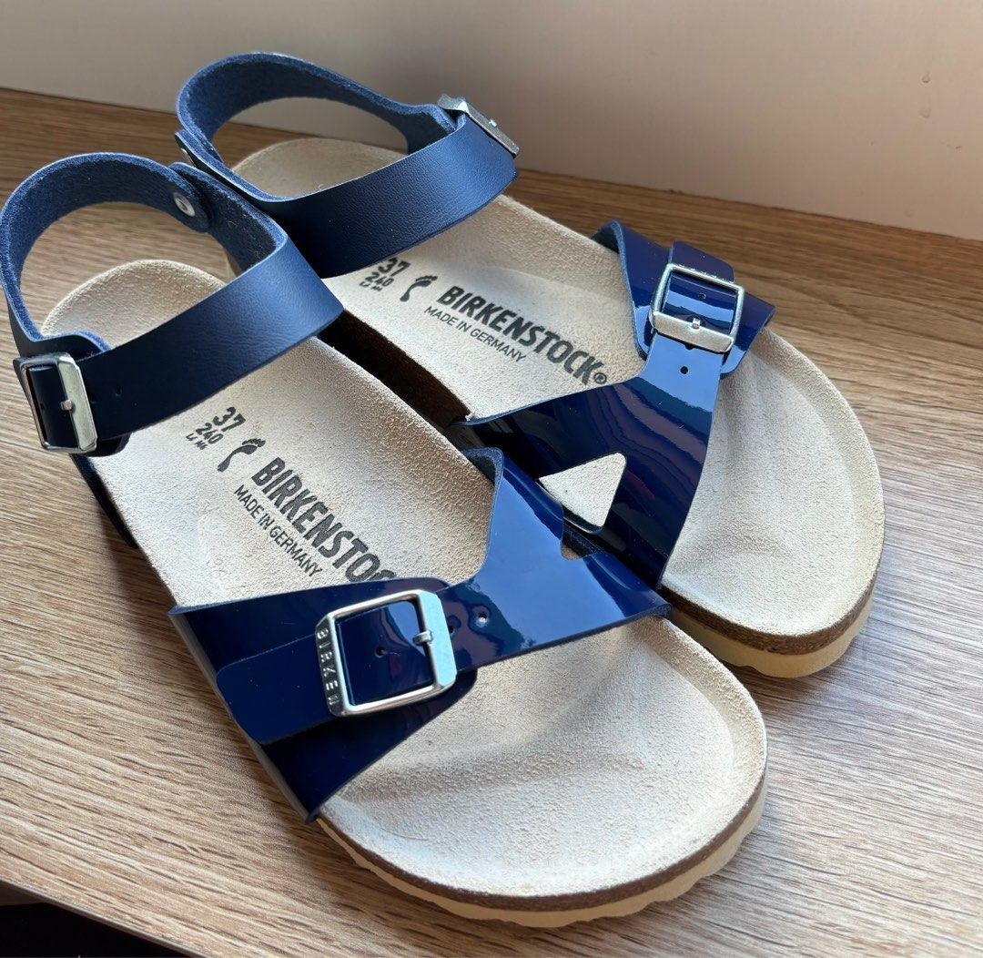 Navy patent birkenstocks best sale
