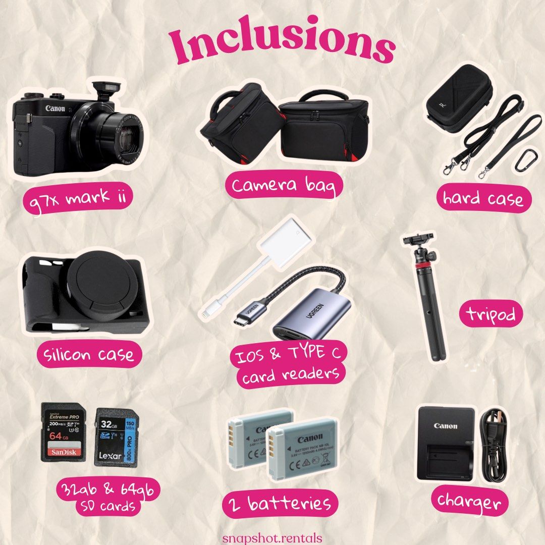 Canon G7x Mark II - Camera Rental (Category: Cameras) located in Manila. Submitted by fitsdeclutter (Listing ID 1317271255, Image 2). Description: due to high demand, we are now accepting bookings for august 10 onwards. don’t miss out - make your bookings now! 𐙚♡︎ ig: snapshot.rentals fb: snapshot camera rental.