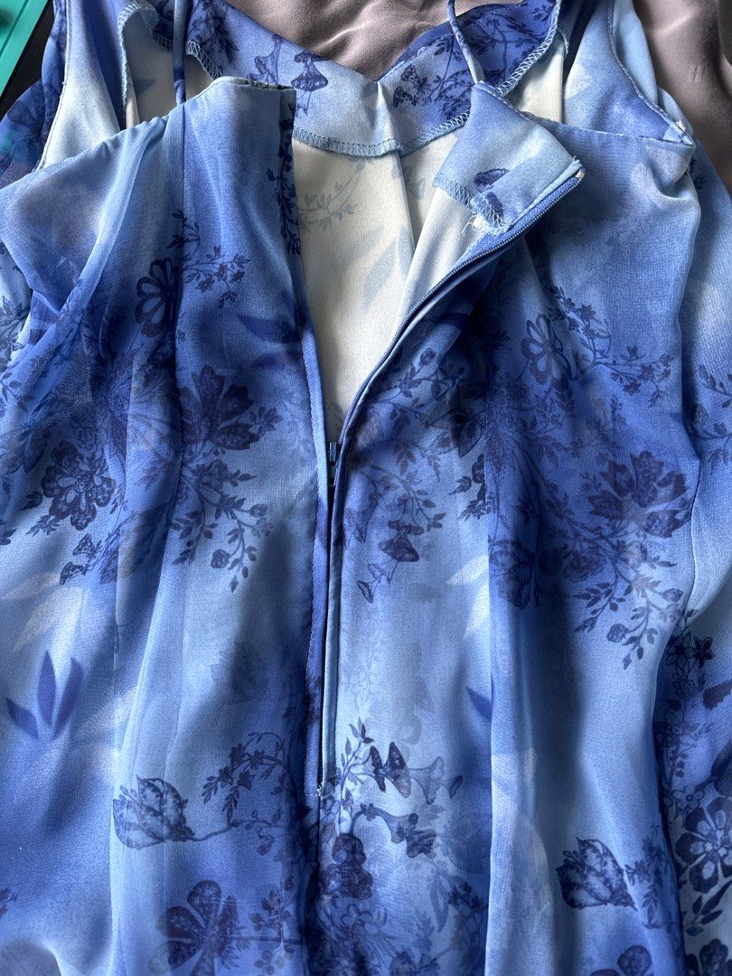 City Triangles Blue Floral Watercolor Dress Vintage, Women's Fashion,  Dresses & Sets, Dresses on Carousell