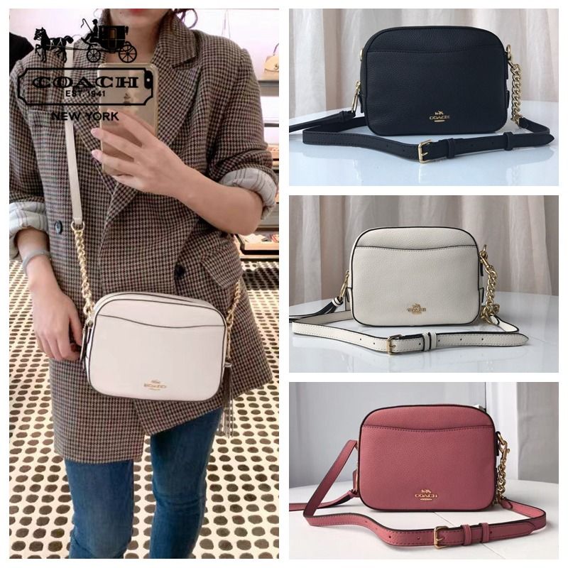 Coach Camera Bag In Polished Pebble Leather Women Crossbody Sling Shoulder Bag