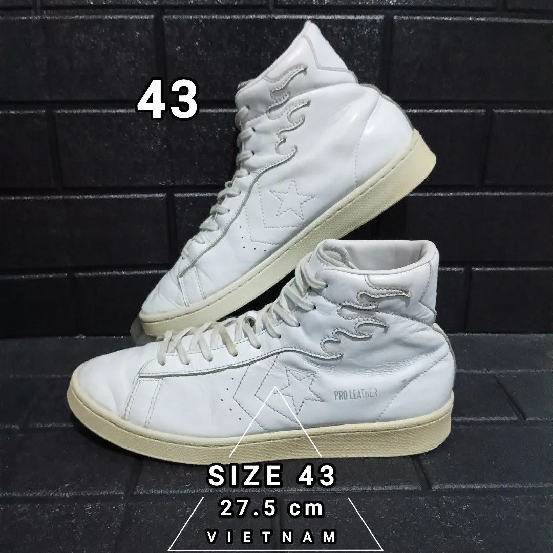 Converse Pro Learher White Size 43 Insole 27.5 cm