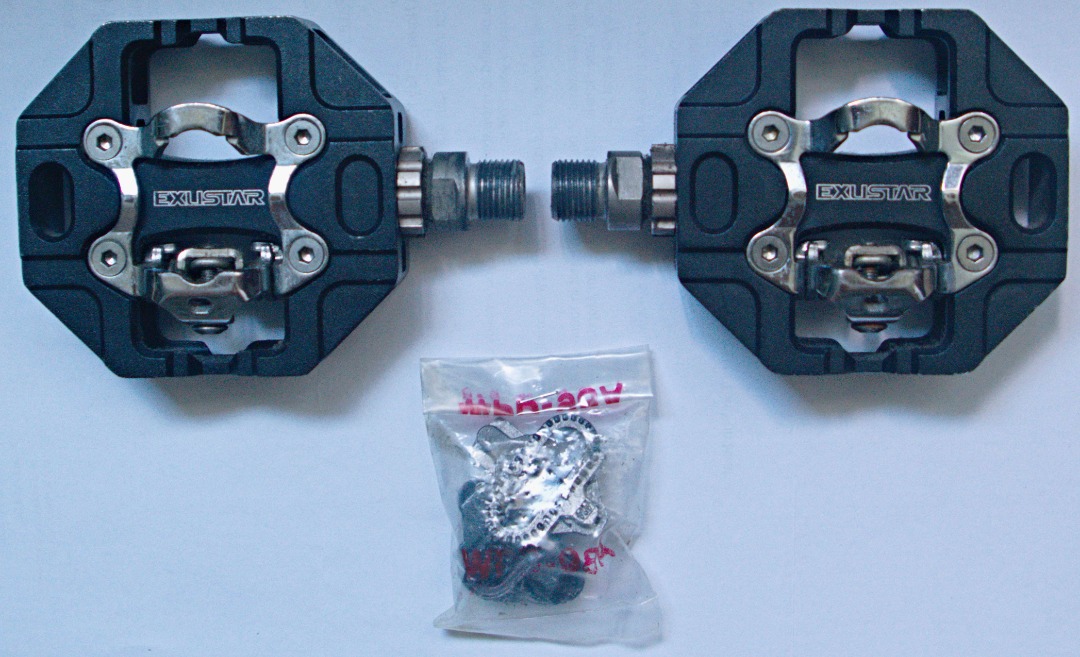 Exustar E PM87 Dual SPD Platform Pedals and SH51 SPD Cleats Sports Equipment Bicycles Parts Parts Accessories on Carousell