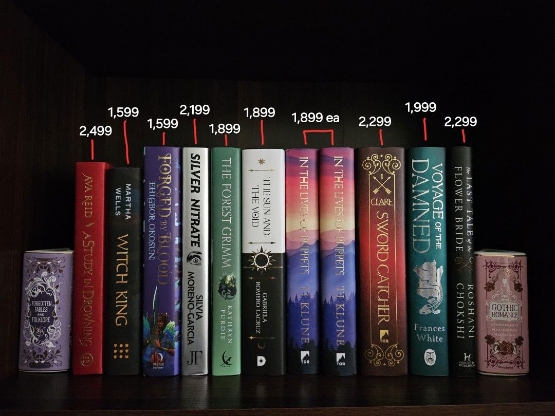Updated Prices: Fiction Books #3 (Category: Storybooks) located in Makati City. Submitted by captainjas1993 (Listing ID 1318356218, Image 2). Description: A Study in Drowning - 2,700 - Goldsboro Edition - Digital edges - Exclusive red edition - Signed Witch King - 1,900 - Illumicrate Edition - Stencilled edges - Foil embossing on the hardback - Endpaper artwork (different designs front and back) - Bonus content Forged by Blood - 2,000 - exclusive