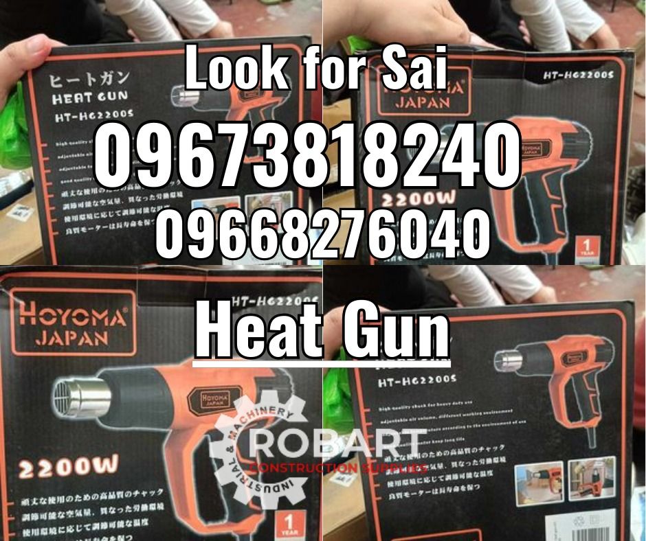 Heat Gun (Category: Construction Tools & Equipment) located in Manila. Submitted by robartehm (Listing ID 1319610155, Image 1). Description: Heat Gun 2200watts HOYOMA ROBART CONSTRUCTION SUPPLIES For inquiries: For FAST TRANSACTION: Sai Robart - 09673818240 / 09662708706 Vbr: Robart Sai - 09673818240 sairobart3@gmail. com Office Address: 1405 Yuseco St. Sta. Cruz Manila 7746-6248, 7216-7605 ,7002-2872, 8-6363005 09351427044 09603947805 robartcons