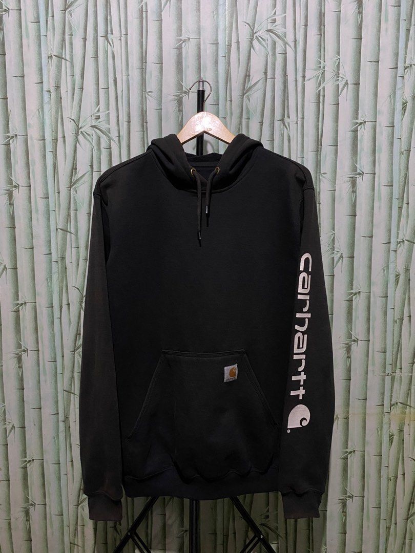 Hoodie Carhartt Spell out Original, Fesyen Pria, Pakaian Baju