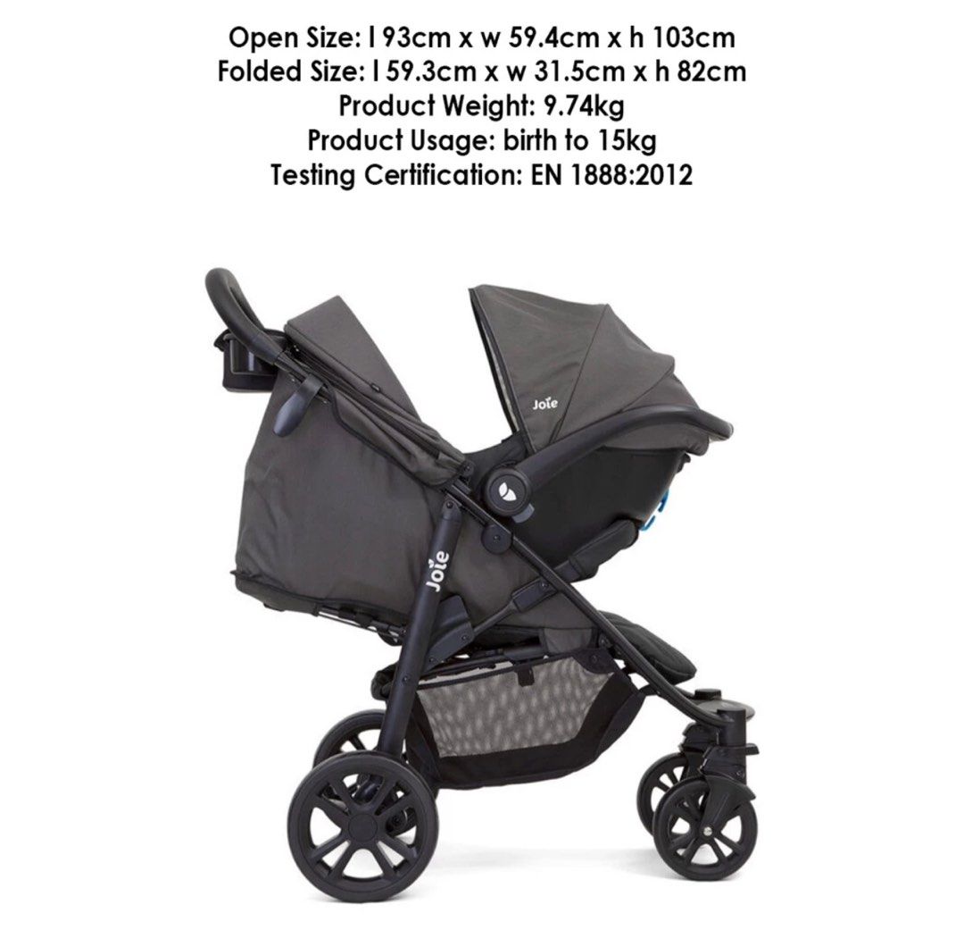 Joie litetrax 4 travel system stroller with Joie gemm car seat carrier Babies Kids Going Out Strollers on Carousell