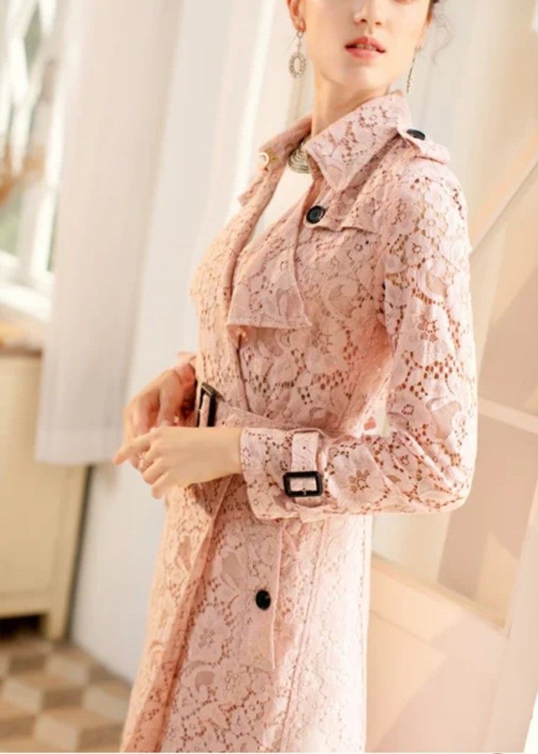 Korean Lace Trench coat Women s Fashion Dresses Sets Dresses on Carousell