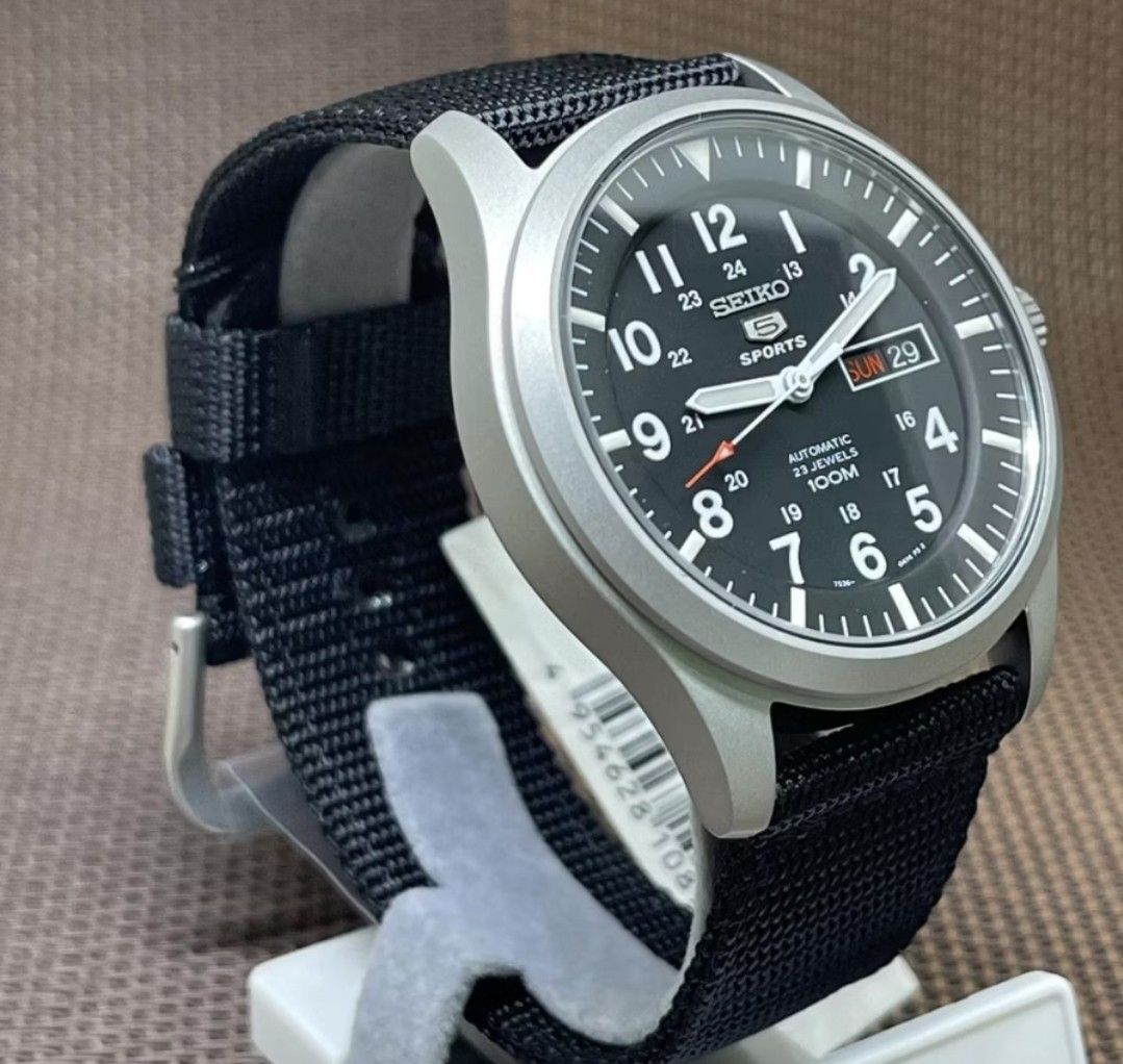 Lowest Price Seiko 5 Sports Military Field SNZG15 Men s Automatic 23 Jewels Black Dial Nylon Strap Watch snzg15 snzg15k snzg15k1 Birthday gift birthday seiko BRAND NEW IN BOX WITH 1 YEAR WARRANTY Men ...