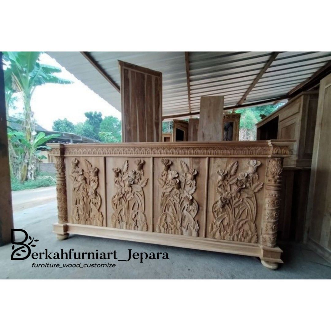 Meja tv kayu jati ukir_kabinet tv_bufet tv ukir kayu jati, Perabotan