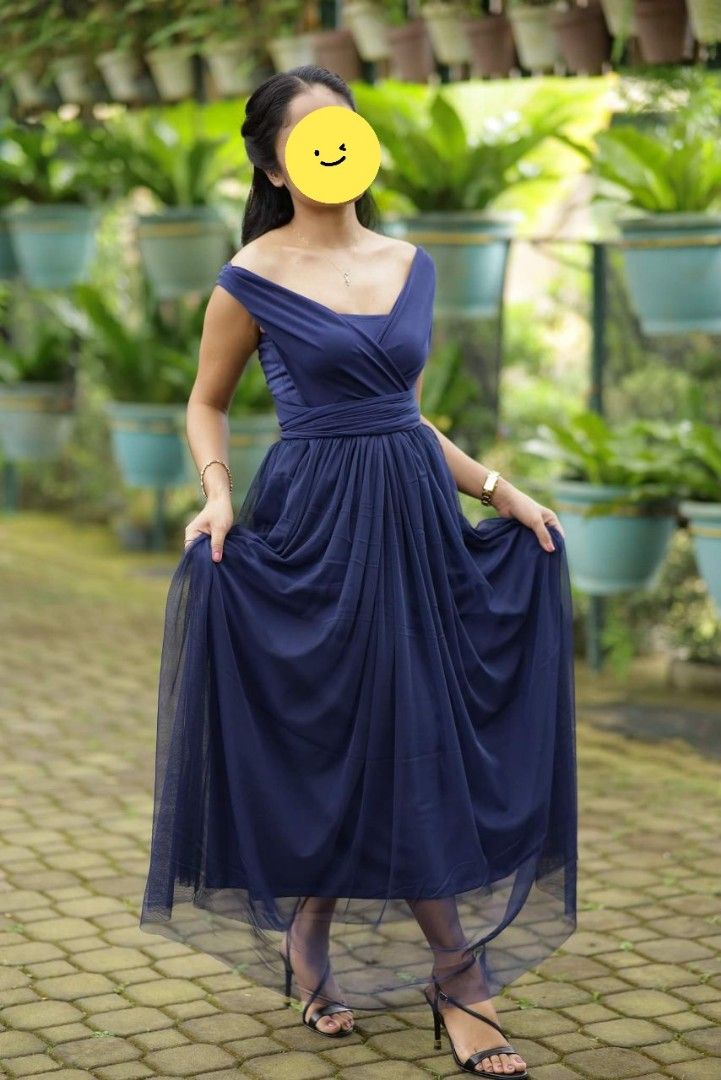 Navy Blue Infinity Dress in Tulle Event wedding gown Women s Fashion Dresses Sets Evening dresses gowns on Carousell