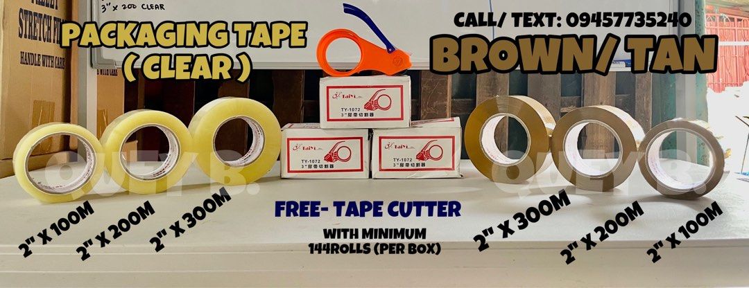 Packaging Tapes (FREE- Tape Cutter) (Category: Craft Supplies & Tools) located in Quezon City. Submitted by gq.packagingsupplies.ph (Listing ID 1319603648, Image 1). Description: ✂️ PACKAGING SUPPLIES & BOXES 🛒 Cloth Duct Tape 🛒 Packaging Tape 🛒 FRAGILE TAPE 🛒 STRETCH FILM 🛒 PLASTIC TWINE • Also available ff items: BIGGEST BALIKBAYAN BOX Used/ 2ndhand Corrugated Box Singlewall box Doublewall box Bubblewrap Singlepaste 📍Brgy. Baesa Quezon Ci