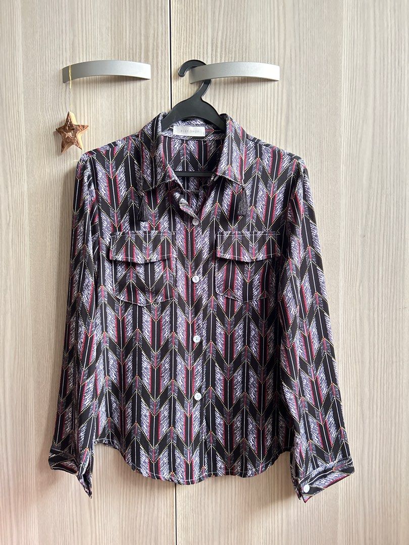 wildtarts Print top with tassles, Women's Fashion, Tops, Longsleeves on Carousell