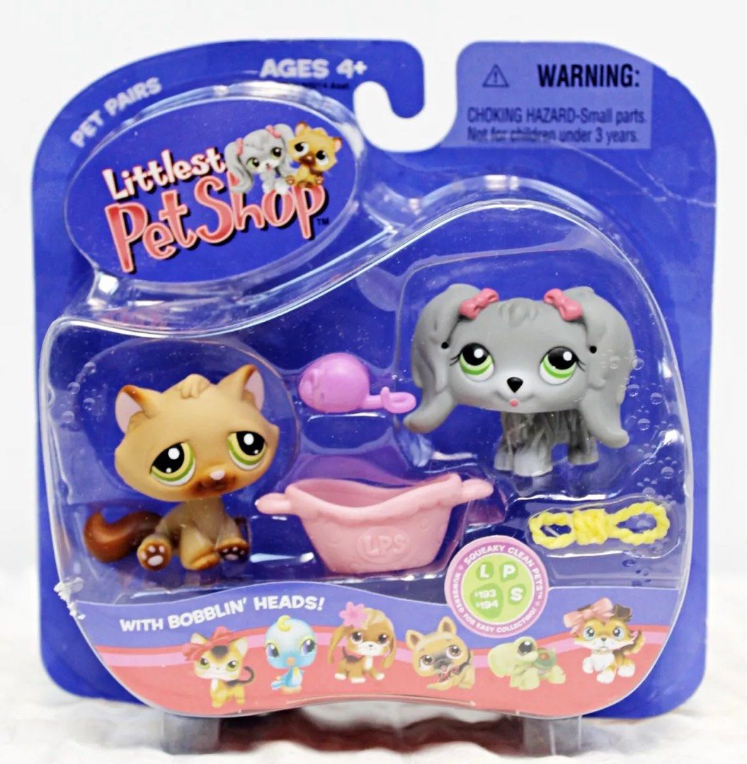 QYOP LITTLES PET SHOP LPS Sealed Pairs Cat and Dog 193 194 Grey Maltese dog Brown Kitten V3 Hobbies Toys Toys Games on Carousell