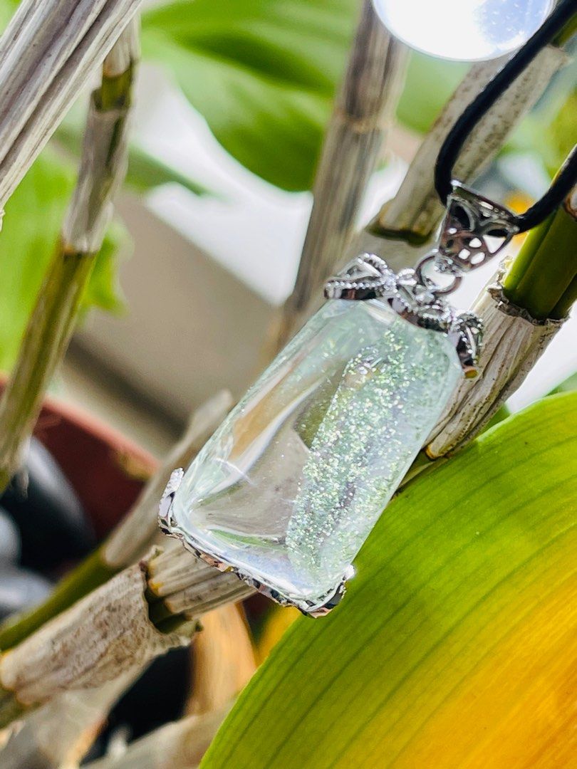 Rare green phantom quartz pendant