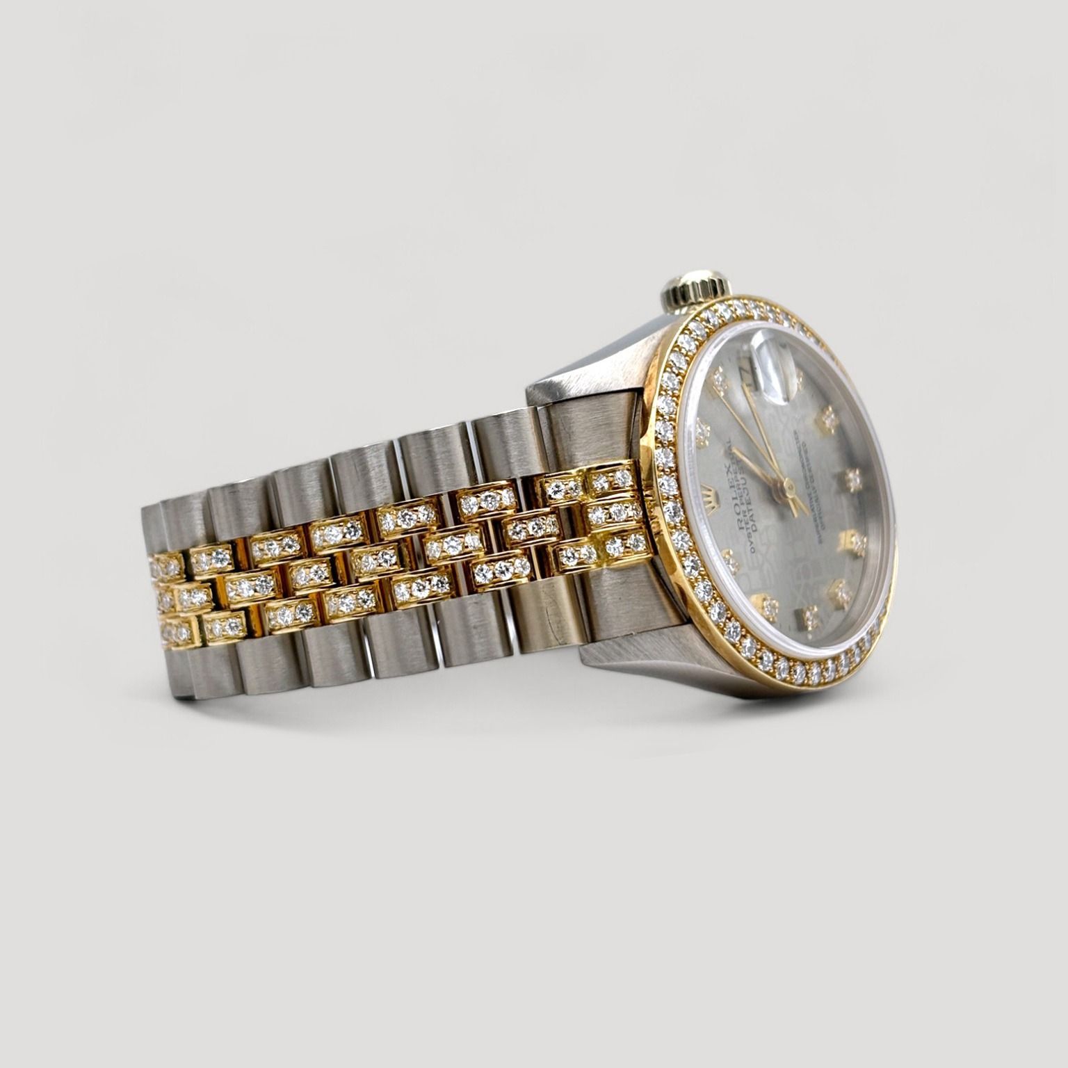 Rolex Tridor Datejust Three Colour Gold with Computer 10 Points Diamond Dial and Factory Diamond Bezel Bracelet Jubilee 31mm 68149 Luxury Watches on Carousell
