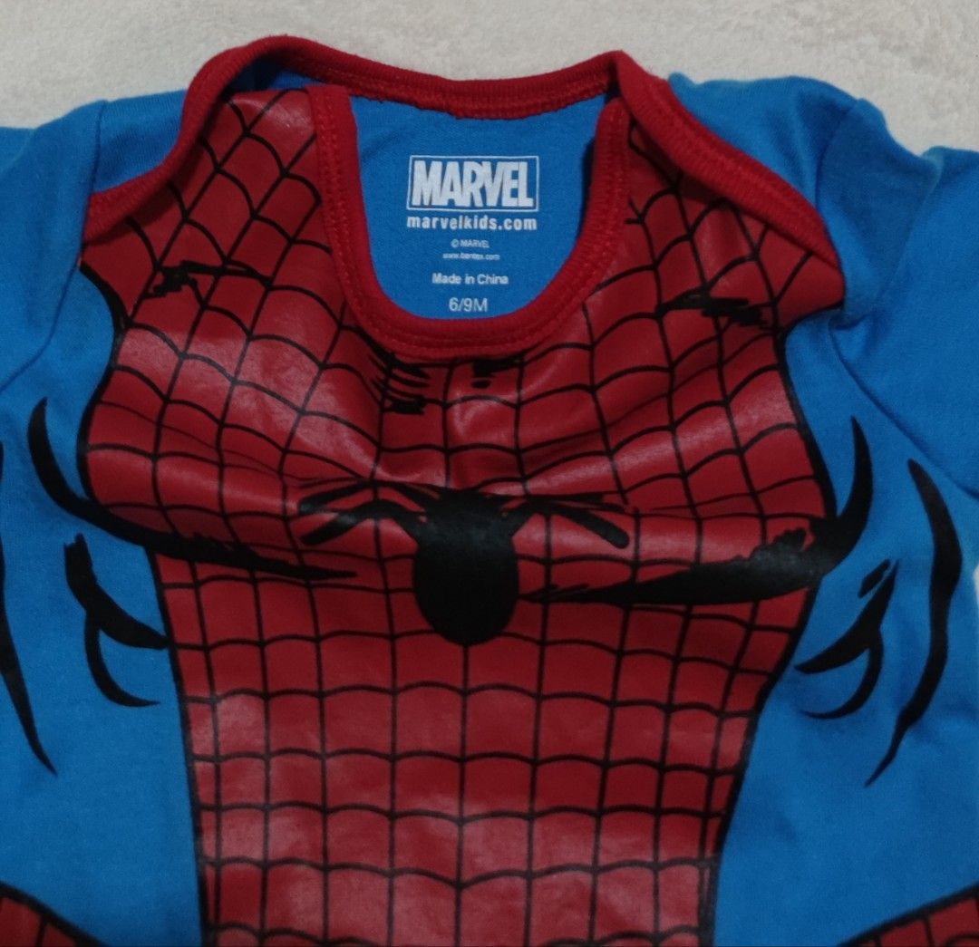 Summer Romper For Baby Boy In Spiderman Print Brown Color