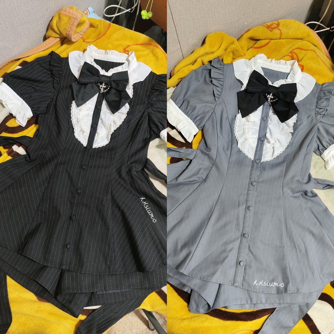 暫掛/ 正品] secret honey 灰色間條短袖套裝。，）） 借jamie