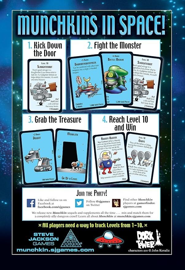 Star Munchkin Board Game (Category: Board Games & Puzzles) located in Quezon City. Submitted by whizdepot (Listing ID 1319531116, Image 2). Description: Munchkin is a satirical card game based on the clichés and oddities of Dungeons and Dragons and other role-playing games. Each player starts at level 1 and the winner is the first player to reach level 10. Players can acquire familiar D&D style character classes during the game which determine to