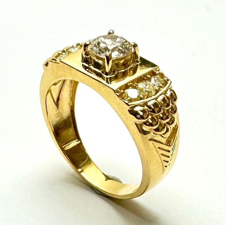TP-916 Yellow Gold Diamond Men Ring, Women's Fashion, Jewelry