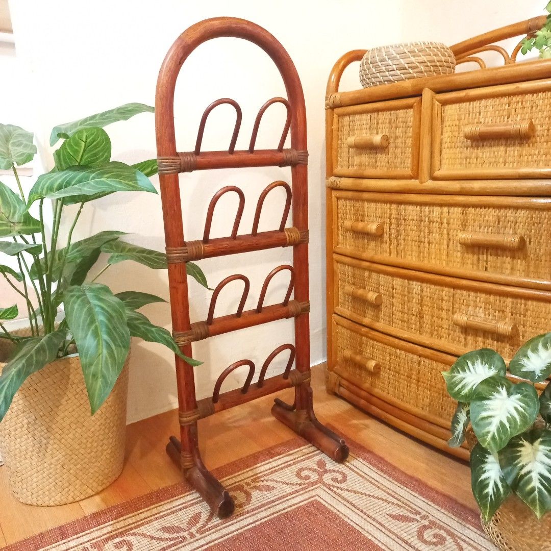 Vintage arc rattan slipper rack entryway decor boho farmhouse cottagecore shoe rack (Category: Home Improvement Tools & Accessories) located in Dasmarinas. Submitted by millennialmeetsvintage (Listing ID 1319588215, Image 1). Description: 78 x 29 x 24 cm in good vintage condition fixed price, no haggling 📌shipping via lalamove/ gogo xpress 📌no reservations, first-to-pay basis 📌no physical store, no walk-ins 📌ships from dasma cavite 📌no COD t