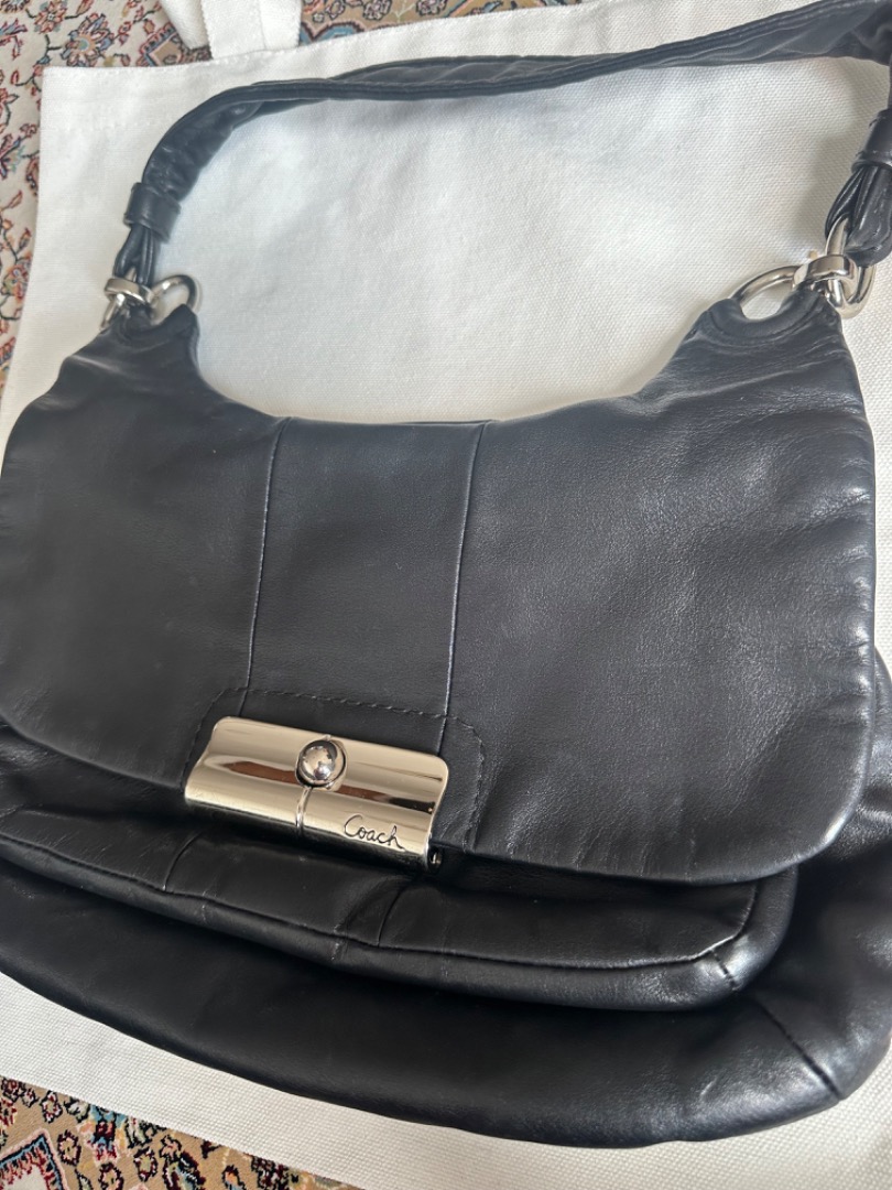 Coach black leather hobo store