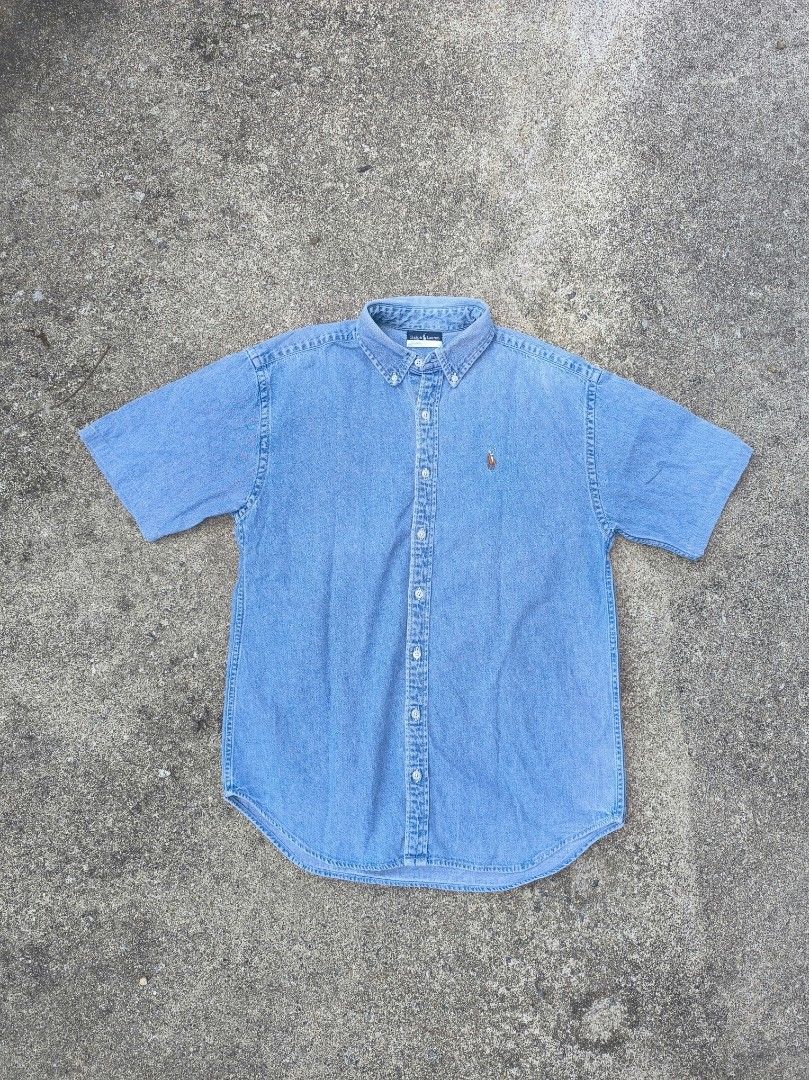 Ralph lauren denim shirt short sleeve online