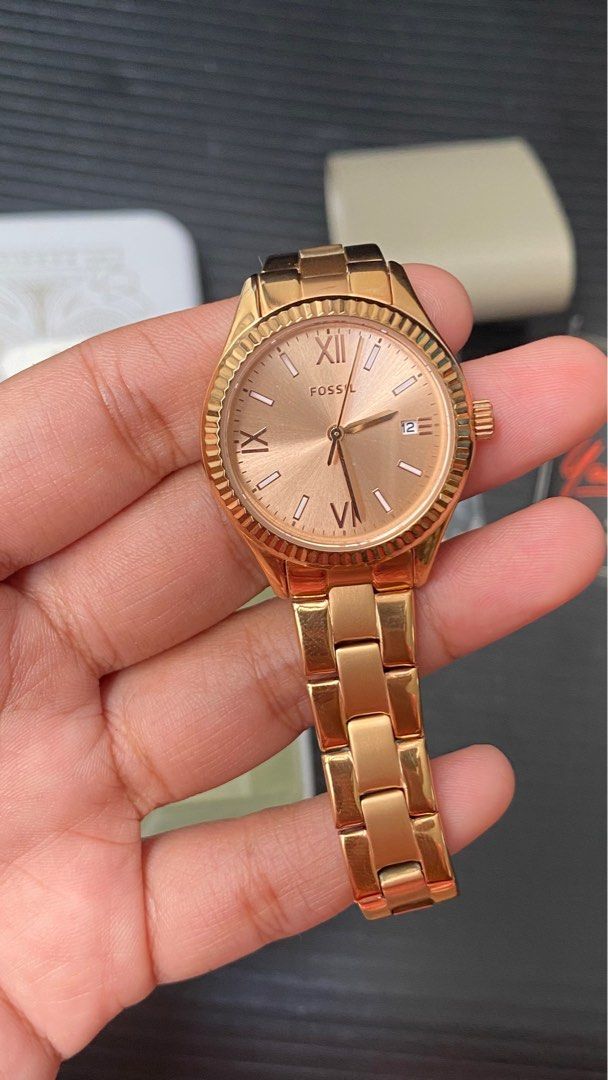 Bq3639 Fossil BQ 3639 Rye Three-Hand Date Rose Gold-Tone Stainless