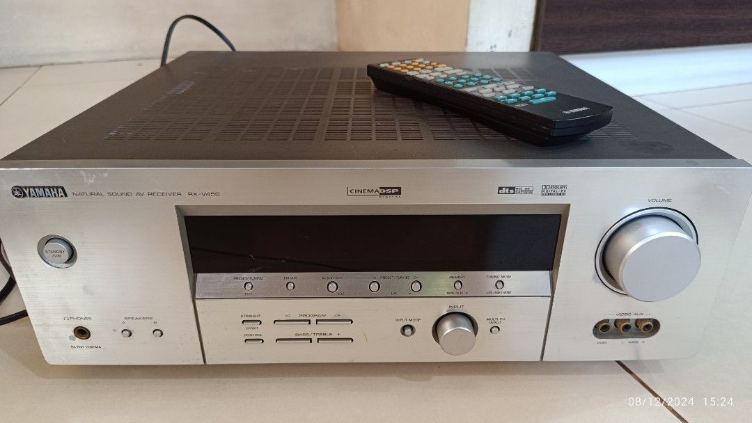 Yamaha AV Receiver (RX-V450) (Category: Soundbars, Speakers & Amplifiers) located in Pasig City. Submitted by richard.dg (Listing ID 1319592267, Image 1). Description: Notes: - Matagal hindi nagamit, kaya hindi ko alam kung maayos pa lahat ng functions. Kaya Im tagging this as "needs repair" to manage your expectations. - No audio cables included Specs: Yamaha RX-V450 Digital Home Theater Receiver 6.1 Channel, 510W Surround Sound (85W x 6) Dolby 